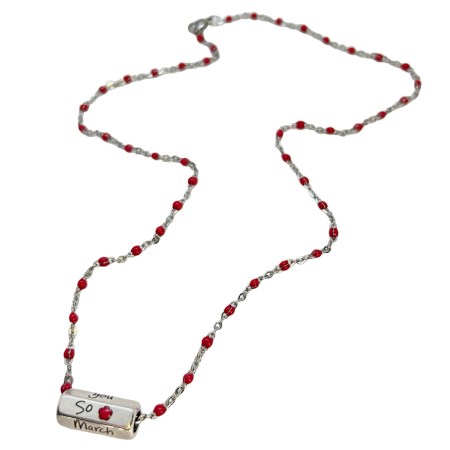 necklace steeil silver red beads and washer march2